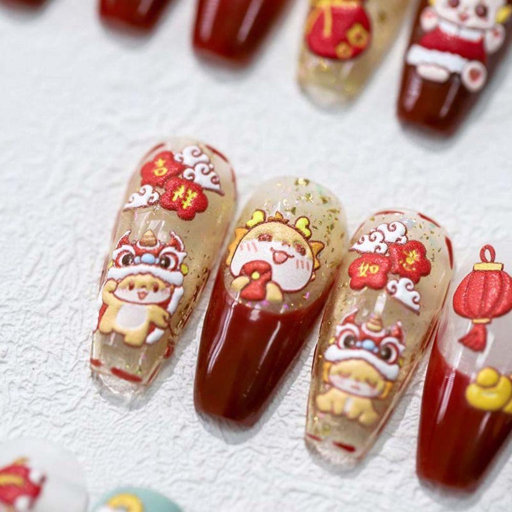 Nail Accessories Chinese New Year Nail Stickers Manicure Ornaments Chinese Nail Decorations  Girls