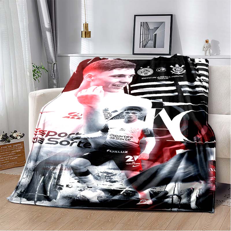 Corinthians Paulista Black Blanket Red White Team Logo Soft Flannel Fleece Throw Blanket Sofa Bed Football Fan Gift