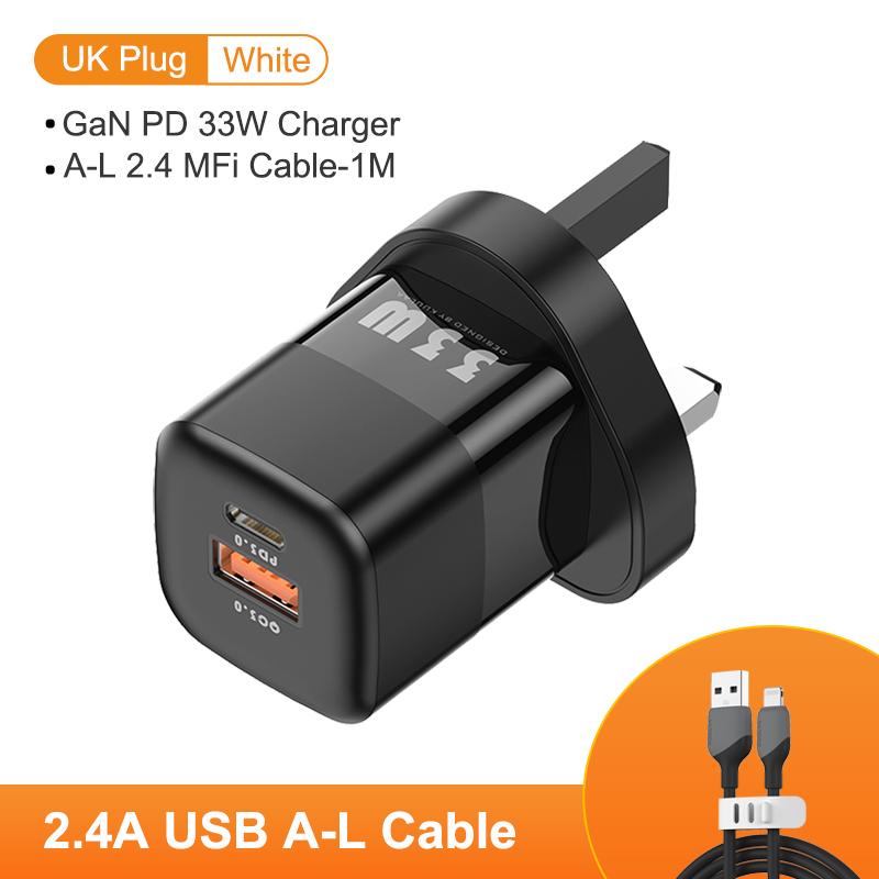 Kuulaa Carregador usb c 33w gan tipo c pd carregamento rápido para iphone 13 12 11 max pro xs 8 plus para ipad air 4 ipad 2021 mini