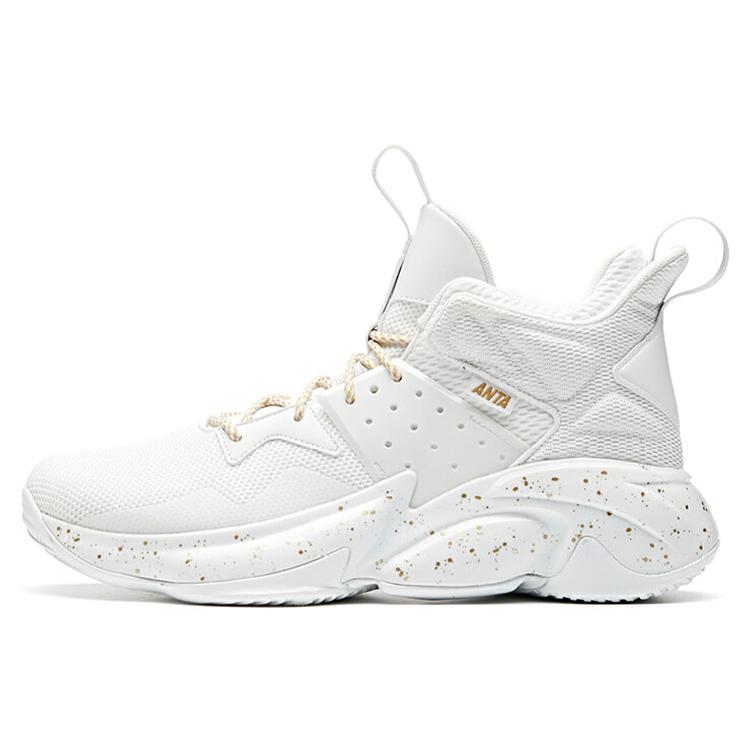 

New Anta Deep Sea 1 Cushioned Slip-Resistant Abrasion-Resistant Mid-Top Basketball Shoes Men s White 91941181-1 44.5