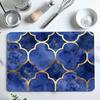 1 ks Gumová sušicí podložka s retro marockým modrým zlatým potiskem pro kavárnu, kuchyňský koberec, prostírání na stůl, odolná diatomová hlinka, podložka na stůl, podložka pro domácí mazlíčky, kávové nádobí