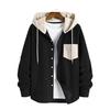 Men's Color-Block Corduroy Hooded Jacket - Warm and Thickened Design