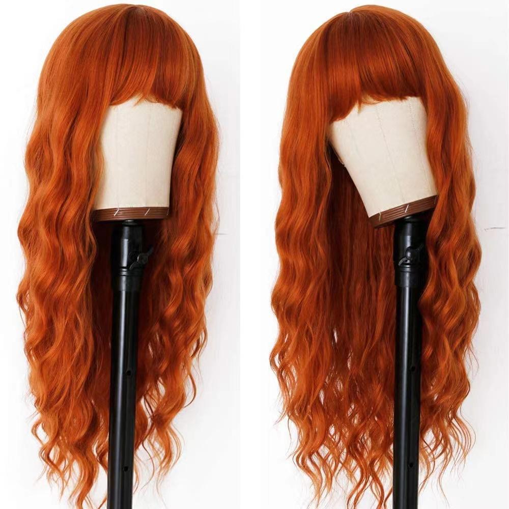 Wig with bangs long curly hair corrugated chemical fiber hair long hair wig