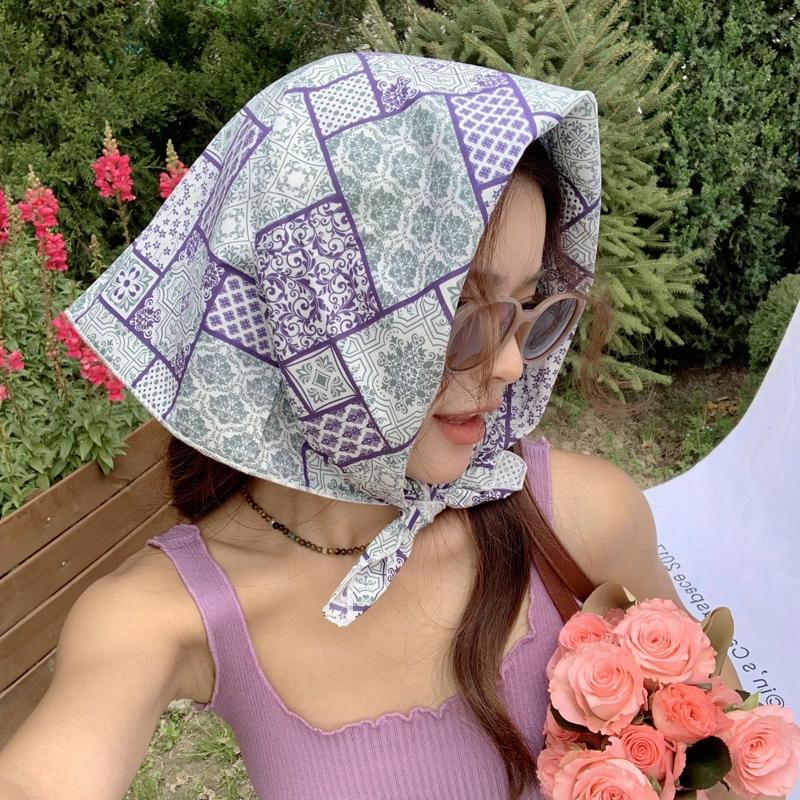70*70cm Cotton And Linen Handkerchief Small Hair Scarf For Women Cute Plain Bag Scarfs Female Fashion Print Scarves For Women