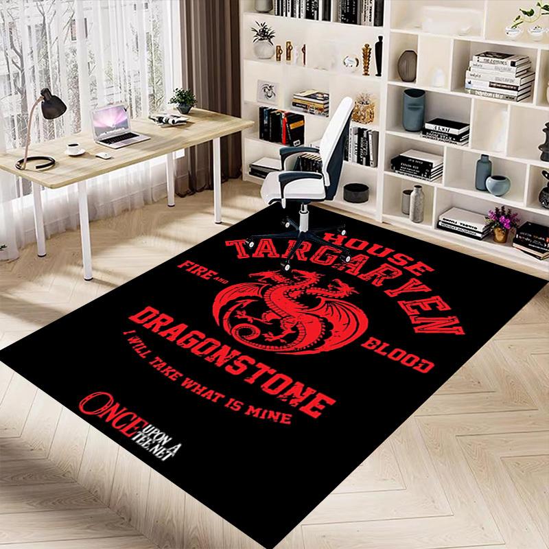 1pc House Targaryen Dragonstone Home Office, Durable Polyester Floor Mat with Easy, Office Decor, Urban Style, Nonslip Backing