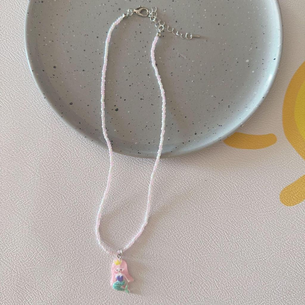 Colier cu pandantiv înghețată, dulce și elegant, cu mărgele colorate – accesoriu clavicular drăguț, durabil și versatil pentru femei.