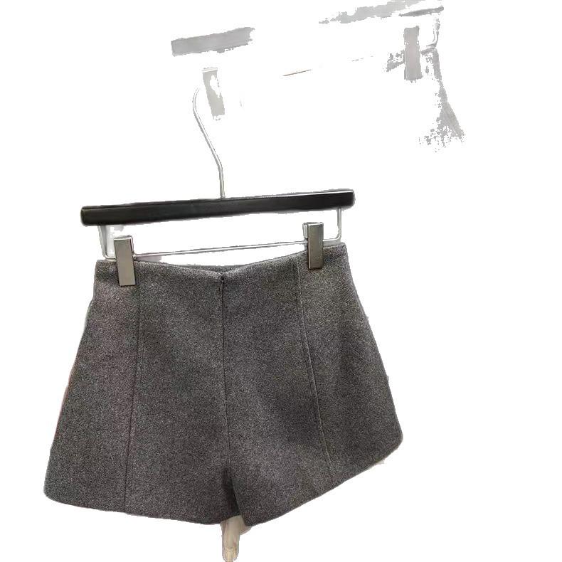 2024 Woolen High Waist Tummy Control Wide Leg A-line Bootcut Casual Shorts