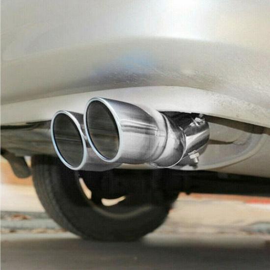 Chrome Car Stainless Steel Rear Dual Exhaust Pipe Muffler Tail Tip Bend Round