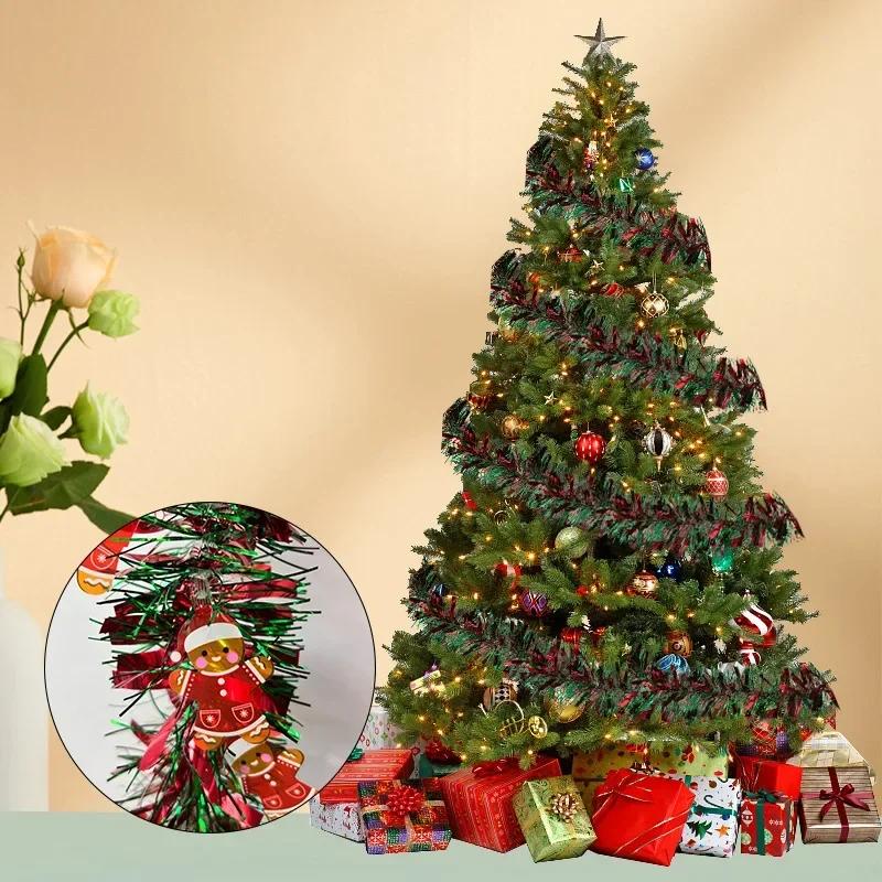 Ghirlanda di Natale 2M Decorazione per Feste Fai da Te Ornamenti per Albero di Natale Nastro di Canna Verde Corona Ciondolo da Appendere Forniture per Feste di Natale