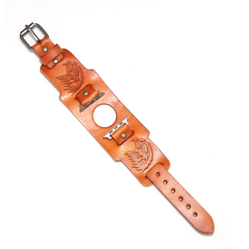 Punk Cuff Cow Leather Bracelet for Apple Watch Strap 44mm 41mm 45mm 49mm 40mm 42mm Watch Band 4 5 6 7 8 9 10 SE Ultra Watchband