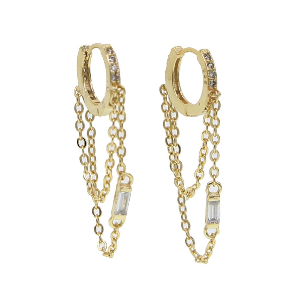 Women New Arrived Elegance Jewelry Long Double Tassel Chain Romantic Party Gift Hoop Tassel Earring