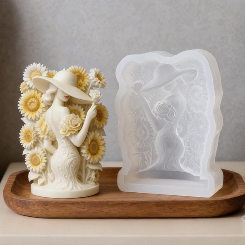 Flower Lady Figurine Silicone Candle Molds Multipurpose Silicone Mould For Making Candle Soap Home Decoration Resin Art