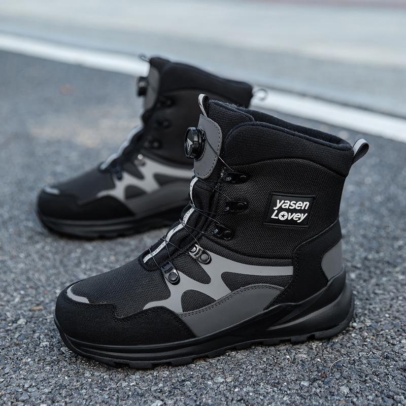 Fashion Mens Snow Boots Winter Plush Warm Cotton Boots Outdoor Waterproof High Top Boot Non-slip Hiking Boots for Men Sneakers Botas2025