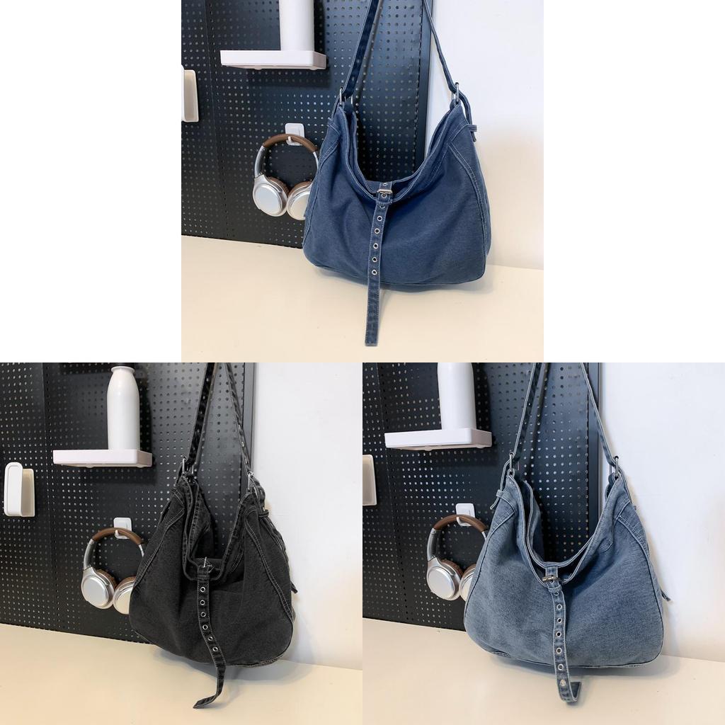 Denim Shoulder Bag For Women With Vintage Style And Large Capacity For Daily Commuting