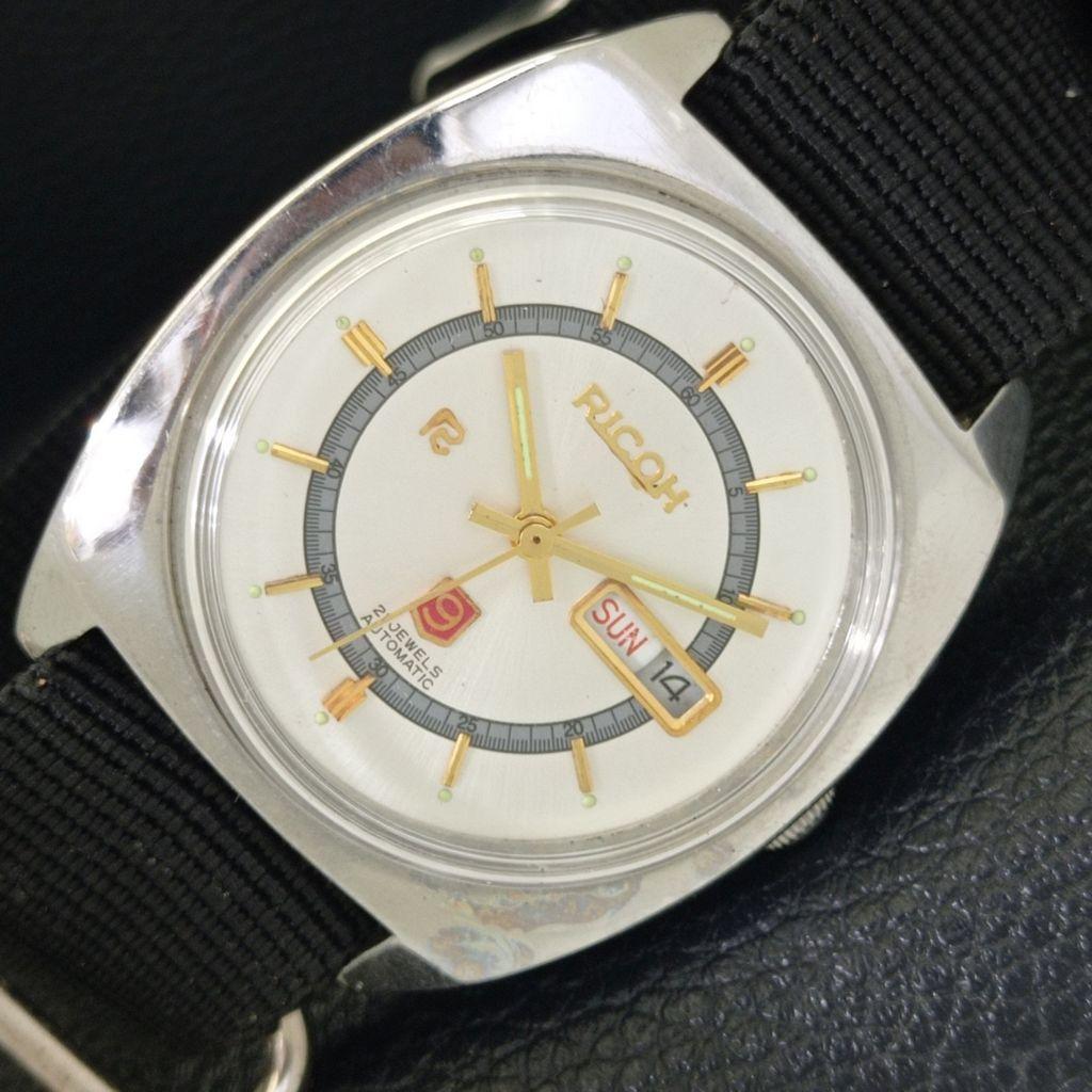 Ricoh R31 AUTOMATIC JAPAN MENS VINTAGE SILVER COLOR DIAL WATCH A701941-5 R207-a701941