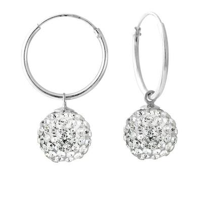 Dangling Earrings - LOVA LOLA VAN DER KEEN - 925 Sterling Silver - White Crystals - Hoop Earrings