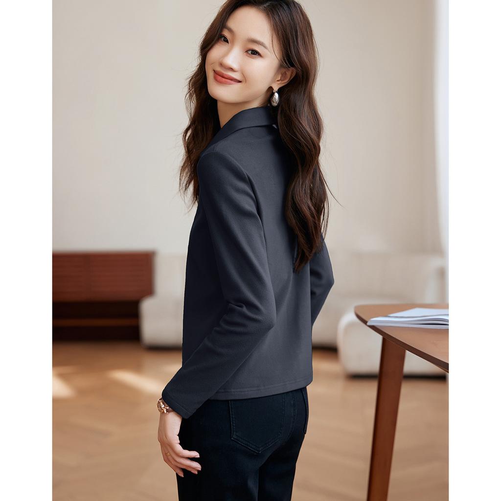 Koreanisches Temperament Kleines Revershemd Winterstil Altersreduzierend Warmes Deutsches Samt-Basisshirt