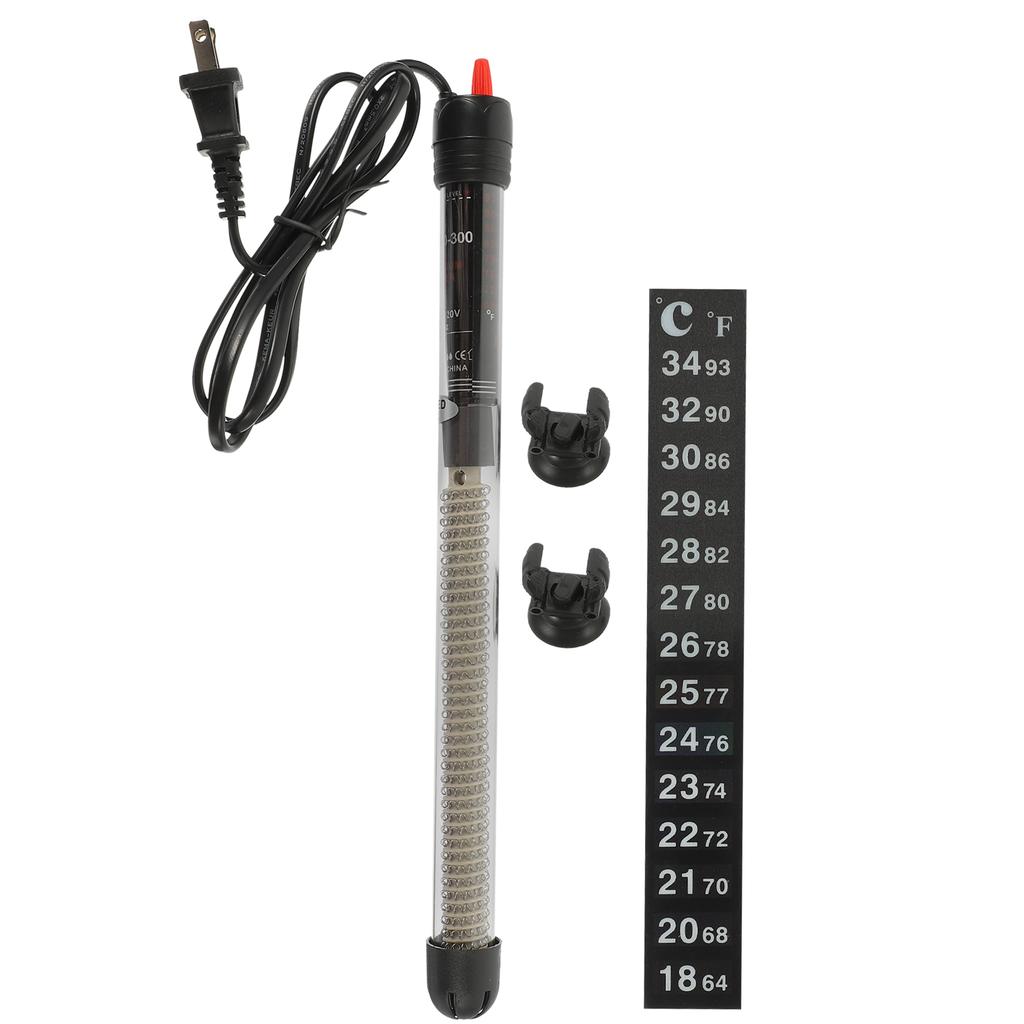 2pc 300W Glass Submersible Aquarium Heater With Thermometer For Freshwater Saltwater Fish Tank Heating Rod Us Plug Precise
