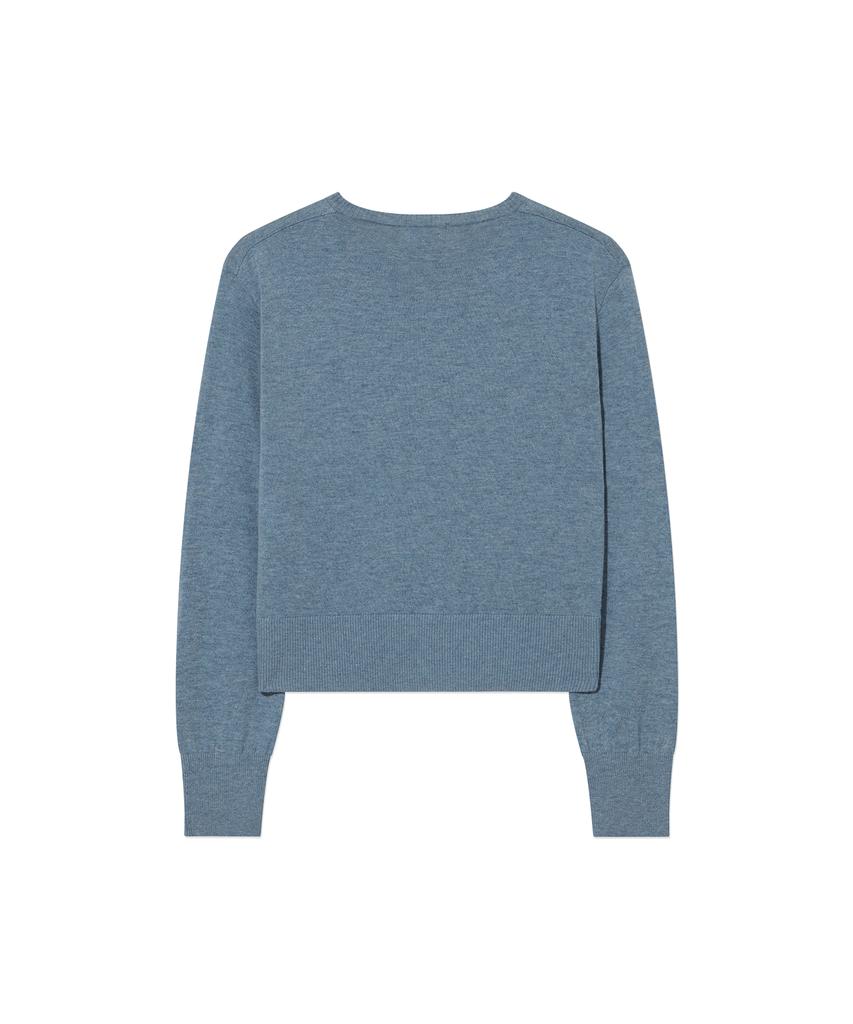 COVERNAT WOMAN V-Neck Wool Blend Knit Dusty Blue