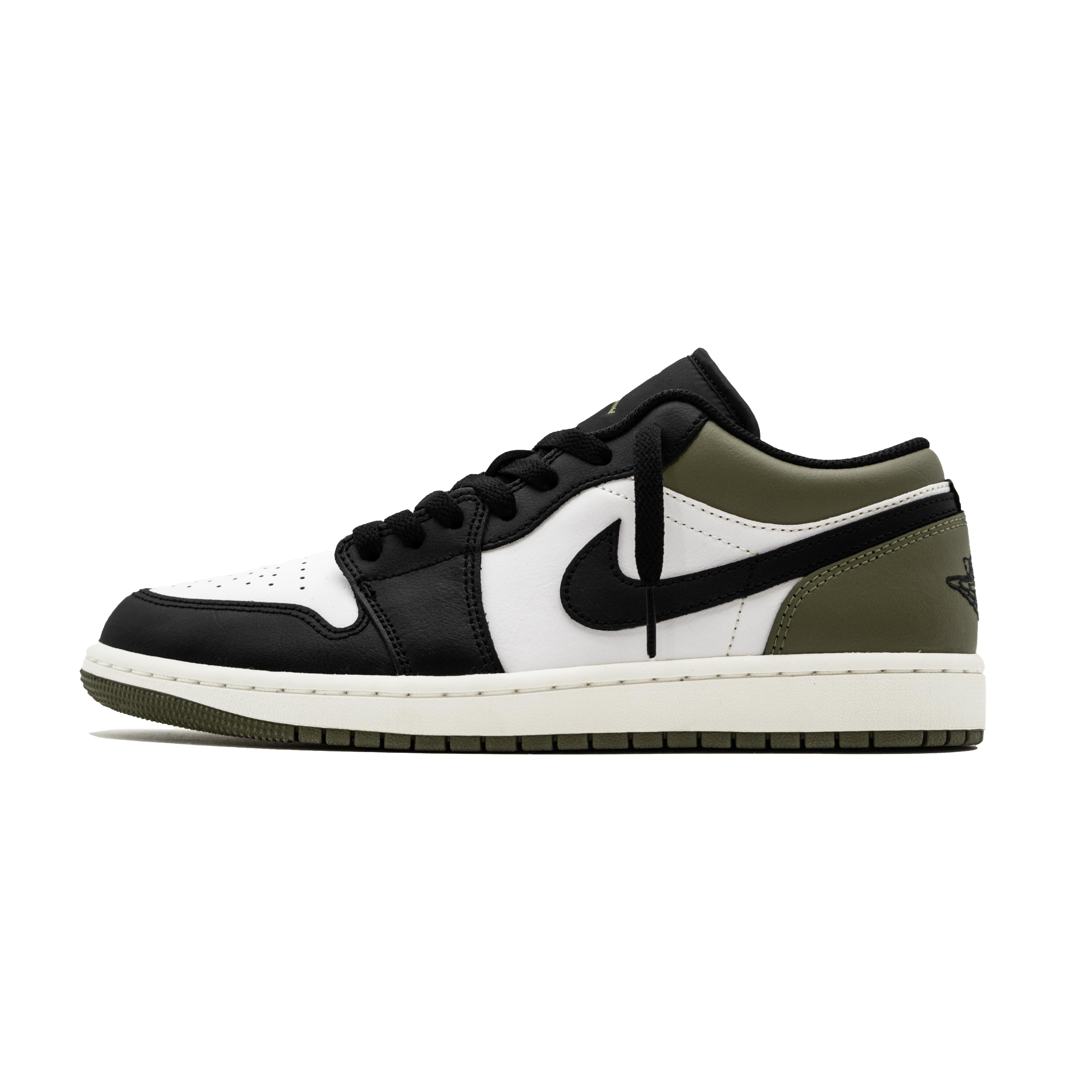 

Jordan Air Jordan 1 Obsidian Moss Low top Vintage Basketball Shoes Unisex Black Green White 553558-092(Team685-) 36