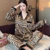 Otoño Nuevo Sexy Estampado de Leopardo Pijama Ropa de Dormir Traje Damas Manga Larga Moda Cómodo Traje Ropa de Dormir Puede Ser Exterior
