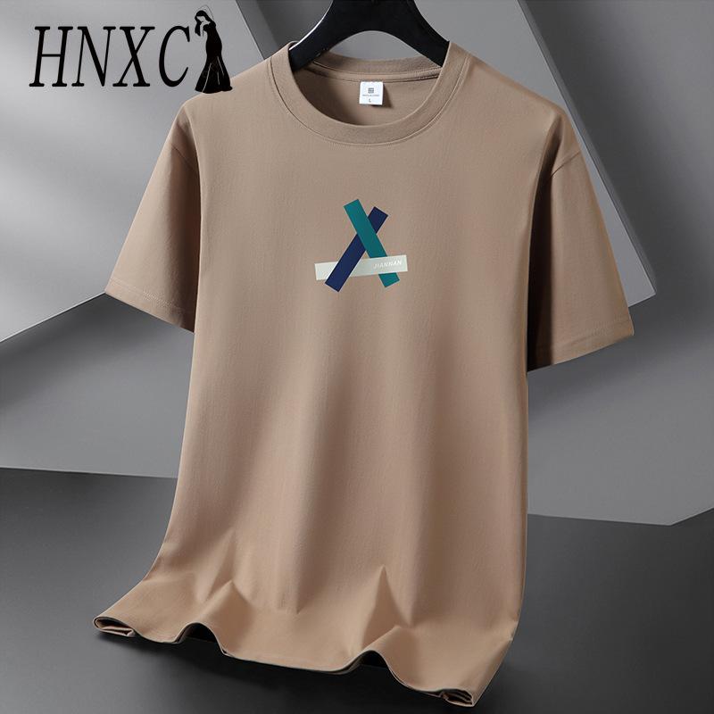 HNXC Puuvillane lühikeste varrukatega T-särk Meeste moodne vaba poolvarrukatega särk trükitud kaastundesärk