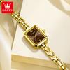 OLEVS Fashion Rectangle Women Watches Luxury Stainless Steel Gold Bracelet Analog Quartz Wristwatch For Ladies Clock Reloj Mujer