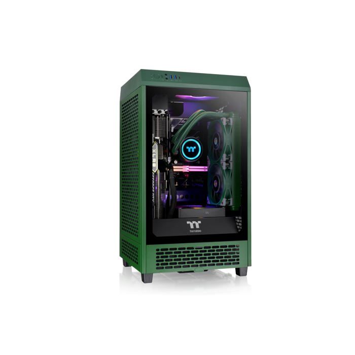 Mini-tour Thermaltake The Tower 200 Boîtier PC vert racing 2 ventilateurs pré-installés, fenêtre latérale, filtre anti-