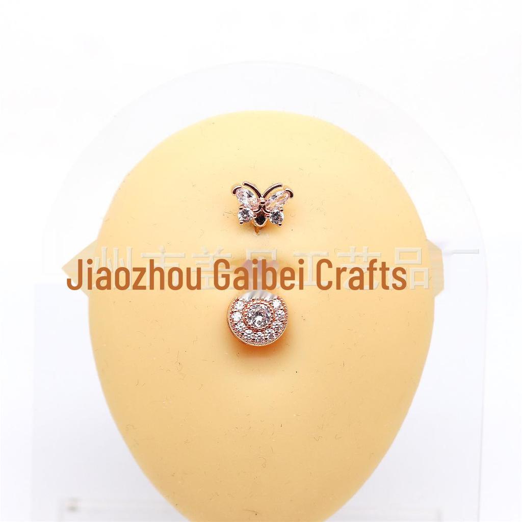 Gaby Kelebek & Yuvarlak Zirkon Göbek Piercingi Takı