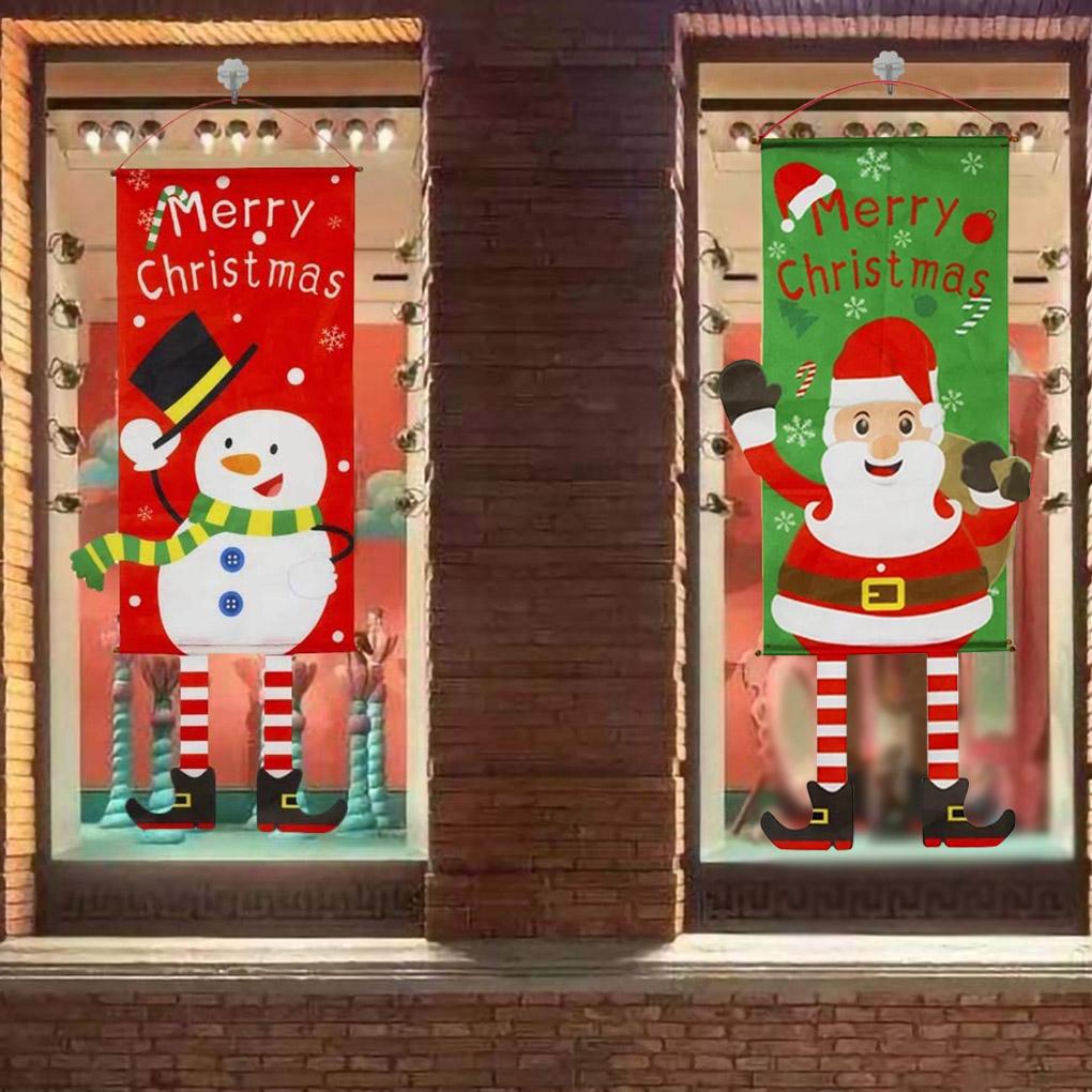 Christmas Window Sign Christmas Window Polyester Decorative for Shop Bar Hotel