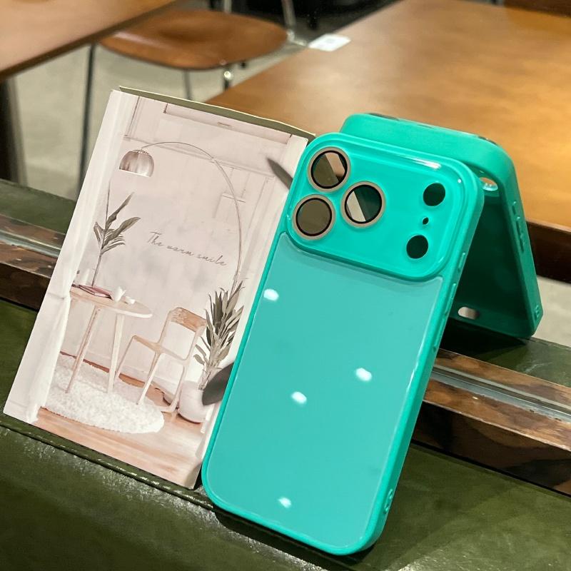 Custodia a Finestra Grande in Vetro Temperato a Specchio di Lusso per iPhone 17 16 15 14 13 12 11 Pro Max Protezione Lente Cover Telefono Antiurto
