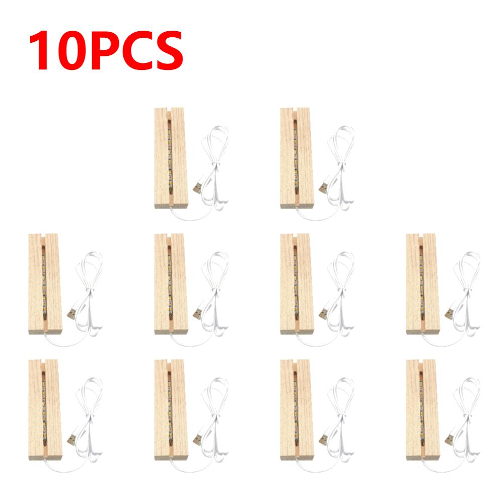 1-10PCS LED Wood Lights Display Base Acrylic Light Plate Base Warm Lighted USB Powered Resin Letter Lamp Bedside Night Lights