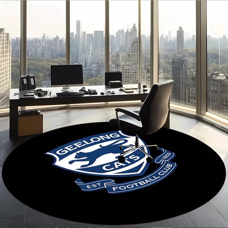 Geelong Football Club (1) Round Office Rug Decorative Floor Rug for Office Bedroom Living Room and Home Space