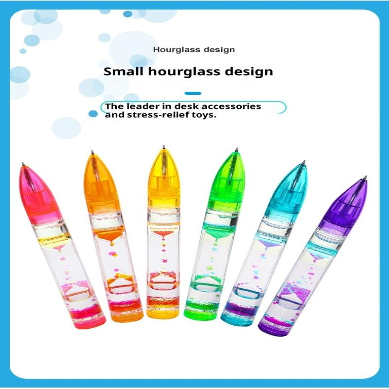 1Pc Liquid Motion Bubble Pen-Retractable Ballpoint,6 Colors, Anxiety Relief Stress-Free Writing, Cool Relax Pen For Study/Office