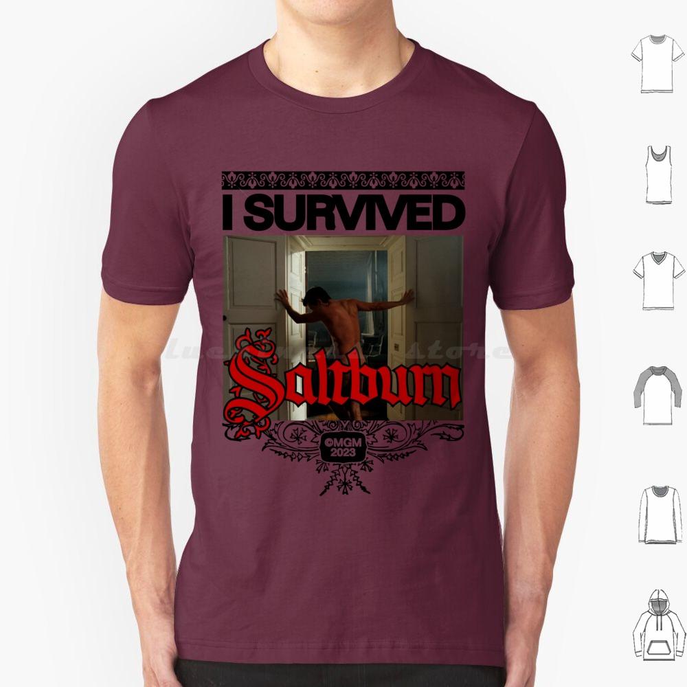Saltburn I Survived T Shirt Men Women Kids 6xl Saltburn Jacob Elordi Barry Keoghan Film Movie A24 Indie Mgm Murder On Th S