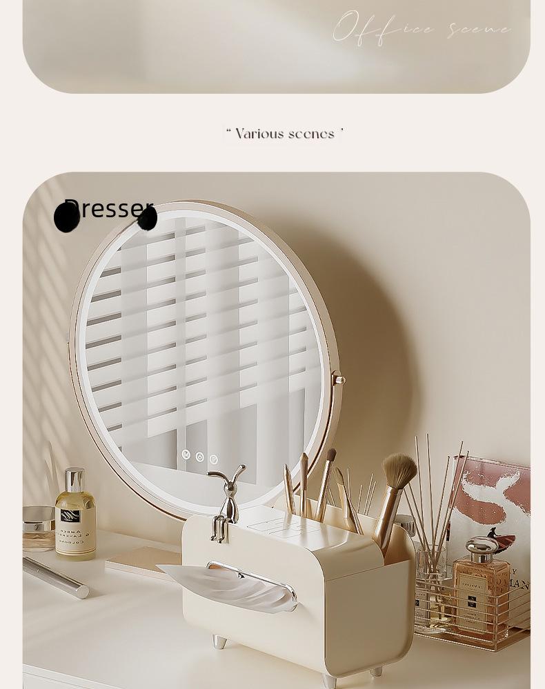 Cream Style Multifunctional Tissue Box with Remote Holder for Living Room