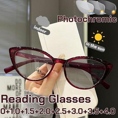 2026 Modische Damen Photochrome Lesebrille Ultraleicht Katzenauge Weitsicht Brille Herren Outdoor Anti-UV Altersichtbrille