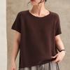 Spring And Autumn New Cashmere Wool Blended Curled Crew Neck Knitted Sweater Short Sleeve Women'S Solid Color Pullover Bottom Shirt