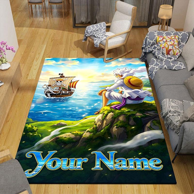 Custom 1Pc Fantasy Sea Voyage Flannel Personalized Rug Non Slip Floor Mat Soft Carpet for Living Bedroom Office Home Decor Gift