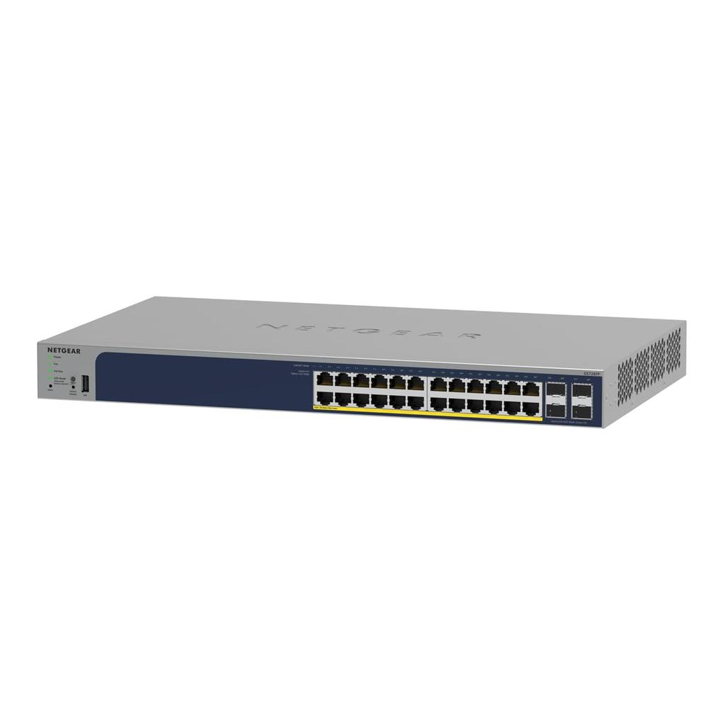 Genuine NETGEAR Switching 1G Metal Limited Lifetime Hardware Cloud Smart Hub, 24-Port (4 SFP+) PoE+ (190W), Housing, Warranty, Management, Switch,