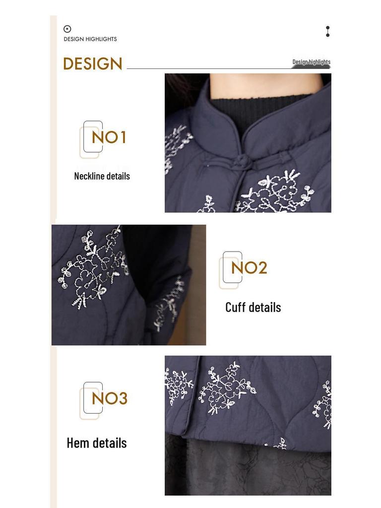 Damen Ethnisch Stil Froschknopf Steppweste – Warme Ärmellose Herbst/Winter Weste