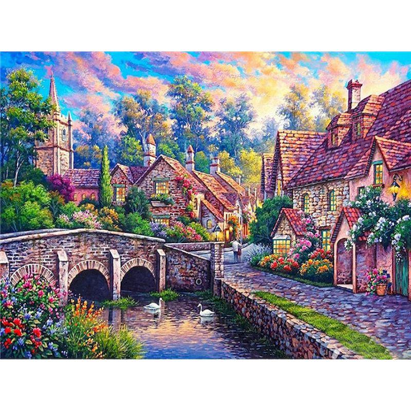 DIY 5D Diamant Malerei Haus Landschaft Diamant Stickerei Mosaik Volle Runde Bohrer Kreuz Stich Hause Dekoration Geschenk