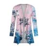 Damenmode, lässig, Weihnachtsdruck, mittellanger Cardigan-Jackenmantel
