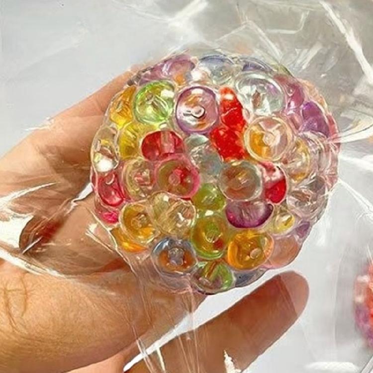 Funny Squeeze Ball with Colored Beads Stress Relief Squeeze Toy Stress Relief Sensory Toy for Kid Adult Men Women