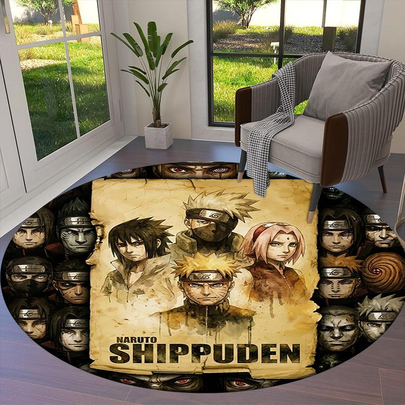 Naruto Shinobi Legacy Round Area Rug Carpet Rug For Living Room Bedroom Sofa Playroom Decor Nonslip Floor Mat