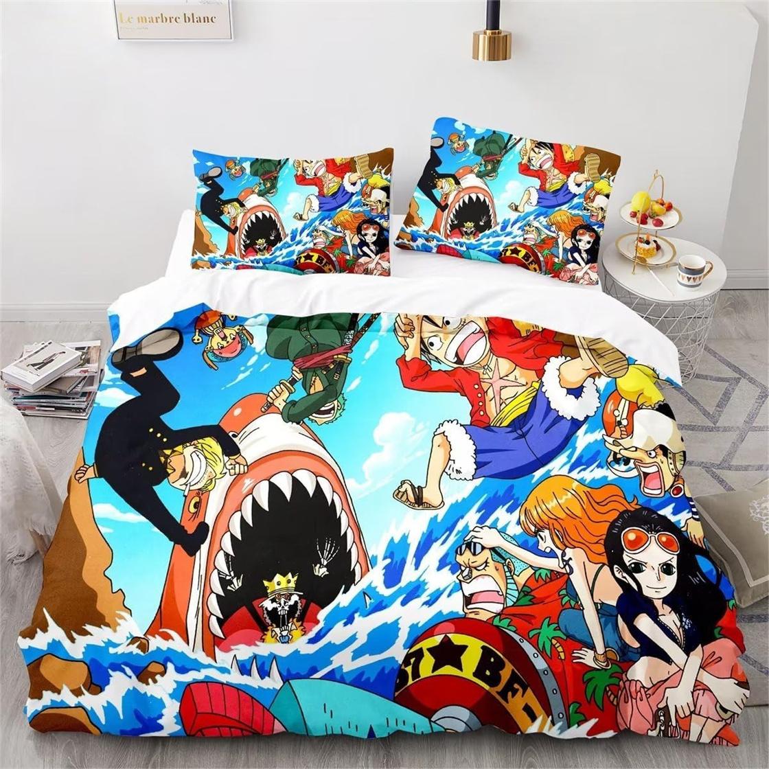 

Аніме ONE PIECES Постільна білизна Ruffy Підковдра 3D Друк Покривало Наволочка Діти Хлопчики Підлітки Декор Спальні 135x200cm-2pcs