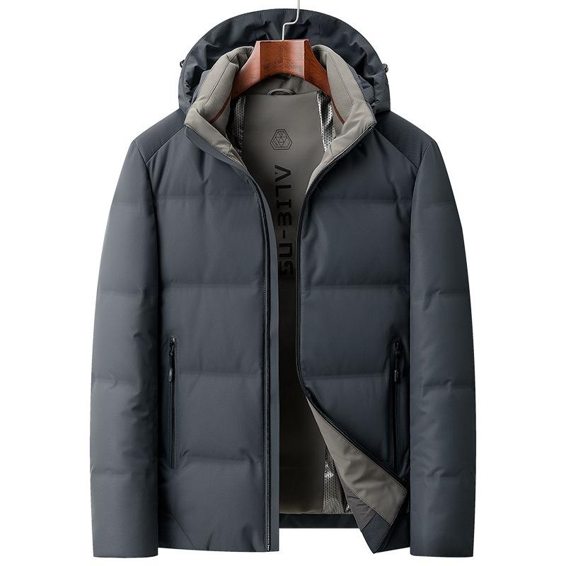 Quality high-end extreme cold series down jacket men's winter white goose down dad warm short hooded casual jacket men