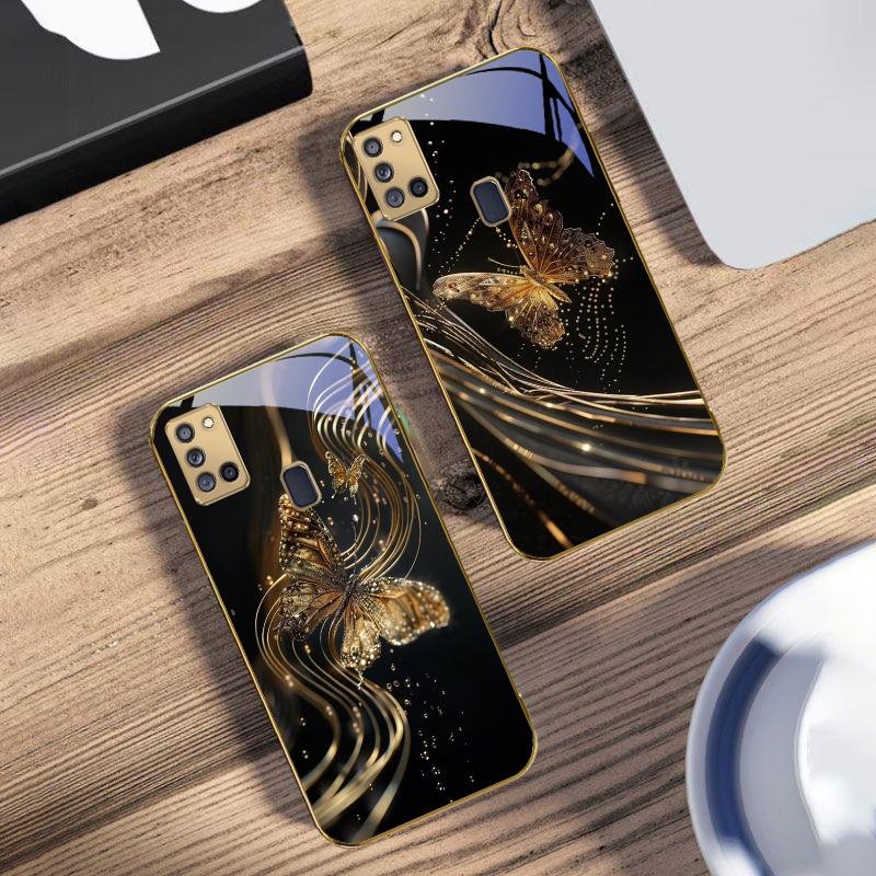 Der Goldene Schmetterling Für Samsung A 31 32 A33 A34 35 14 A15 13 16 25 26 50 52 53 54 55 56 70 71 72 73 Goldene Glas Handyhülle