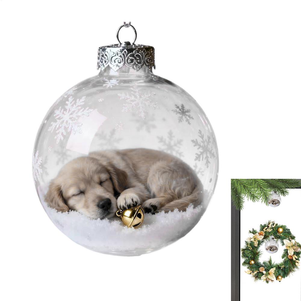 Christmas Ball Shatterproof Hangable Decoration Transparent Dog Balls For Tree For Shopping Mall Bedroom Window Store Home
