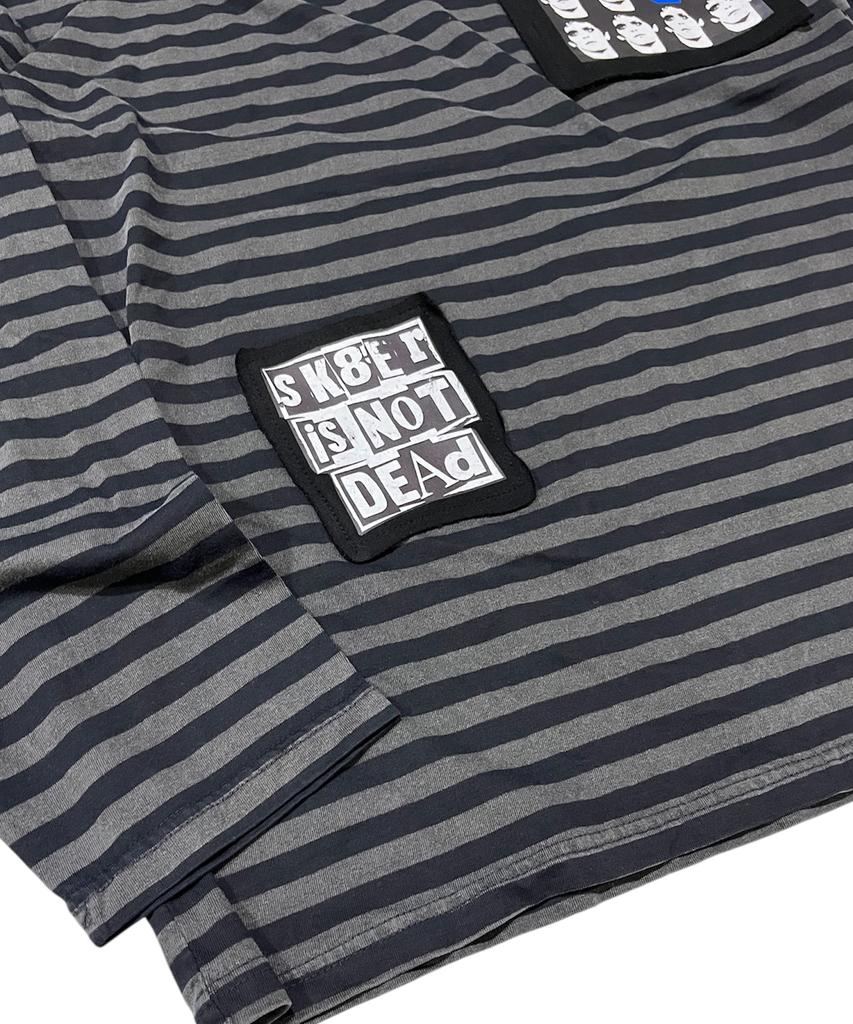 SK8ER ROCK Static Pigment Stripe T-Shirt (Charcoal*Black)